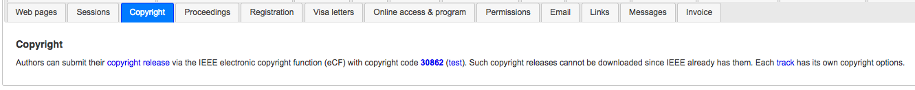 Copyright - conference configuration